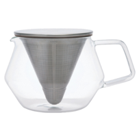 Kinto 不锈钢过滤茶壶耐热玻璃过滤茶壶茶杯两用泡茶茶壶 小号 600ml 日本进口
